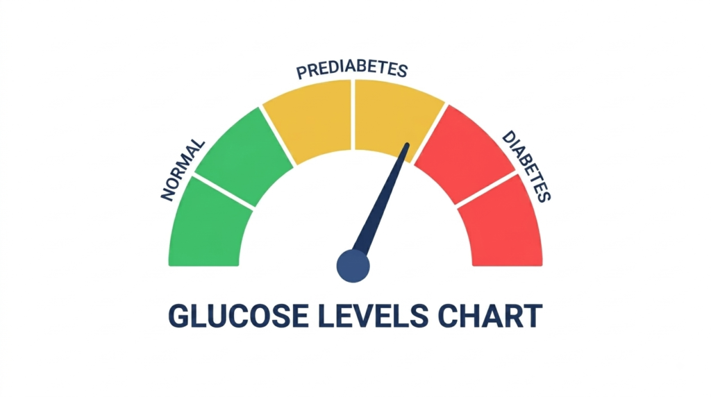 Prediabetes blood glucose levels chart showing the progression from normal blood sugar to prediabetes and diabetes
